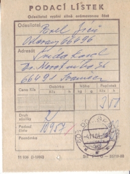 CDV 201 - CZ 1984 11 002 ● - mit Einlieferungsschein